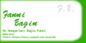 fanni bagin business card